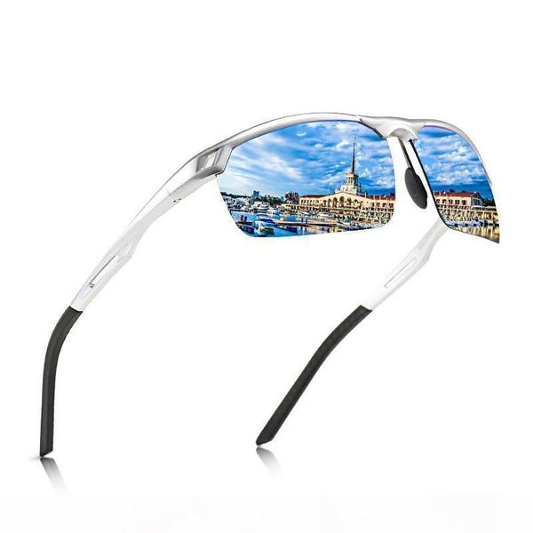

men's polarizing sunglasses men's trend aluminum magnesium alloy fashion sunglasses sports driving glasses + box, White;black