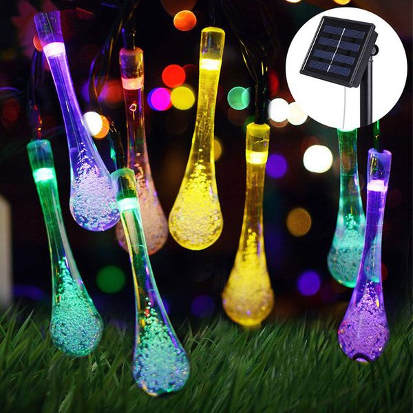 Luci a stringa solare, 21,3 piedi 22,9 piedi 39,3 piedi illuminazione a goccia a più colori a LED per Natale, giardino patio per interno, camera da letto, natale, cantiere, proch decorat