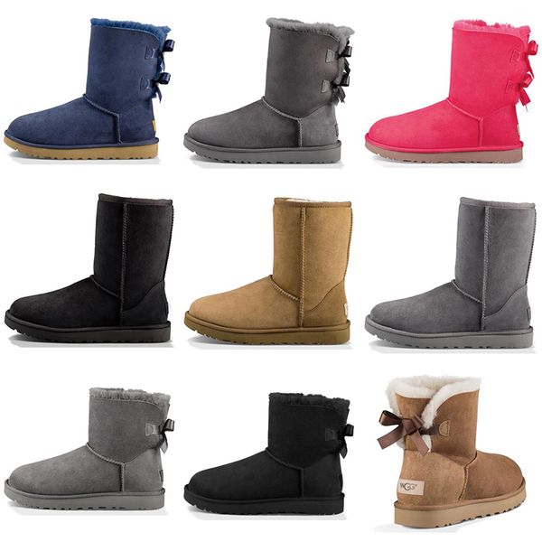 

top australia women winter snow boots fashion classic ankle kneel shoes short bow fur bowtie boot booties Chestnut sneakers size 36-41