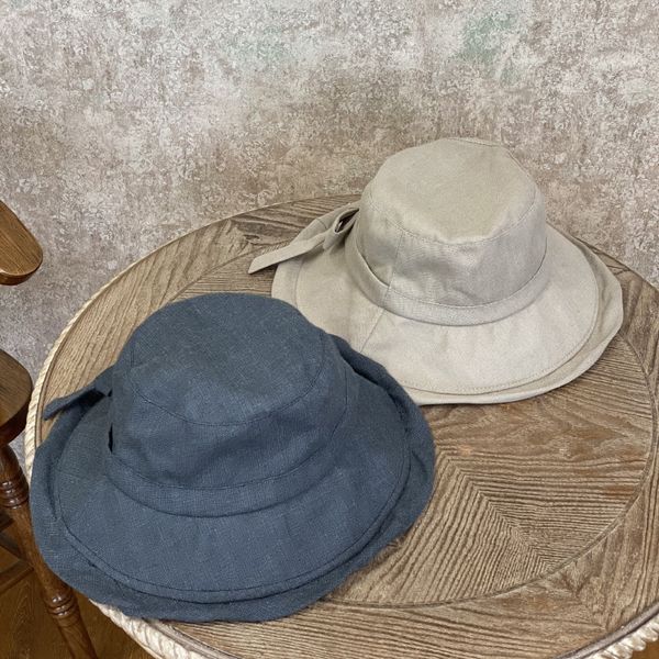 

a1npy japanese literary bow big eaves sun-proof fisherman bucket bucket hatbutterfly fisherman hatchildren's summer outdoor all-match b, Blue;gray