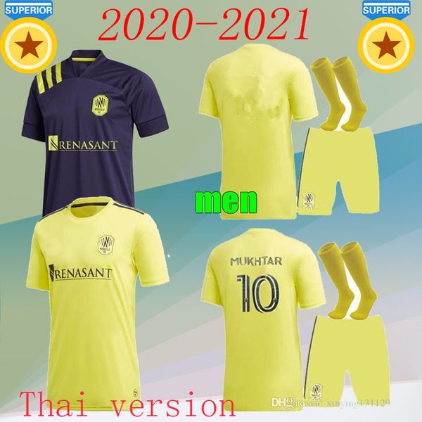 

2020 2021 mls nashville sc men soccer jerseys home away kids kit 20 21 mukhtar badji lovitz mccarty godoy full set football shirts, Black;yellow