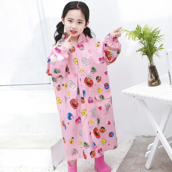 

grosf sesame street children's raincoat baby children's student jumpsuit raincoat with transparent brim schoolbag waterproof bag b