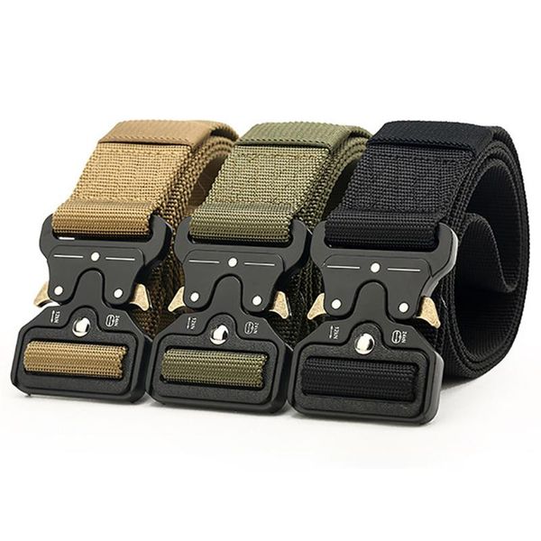 

waist support combat tactical belts canvas sport belt with metal buckle adjustable heavy duty training outdoor, Black;gray