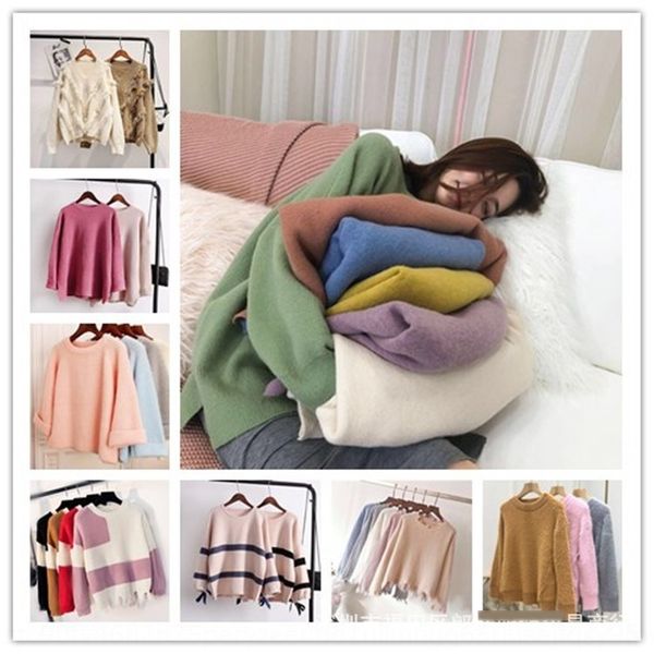 

autumn and winter new women's thickened trendy women's miscellaneous knitwear knitwear sweater knitted sweater clear, White