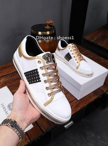 

2021-2020k luxury limited edition embroidered leather daily men 's casual sneakers ,stylish wild high -end banquet shoes ,size :38 -45, Black