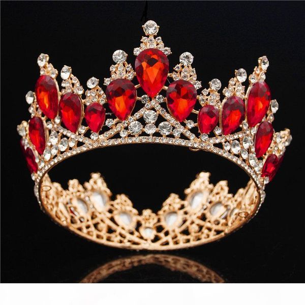 

ювелирные изделия в стиле барокко золотая невеста корона королева король big crown tiara пром диадема свадебные прически диадемы и короны ог, Golden;white