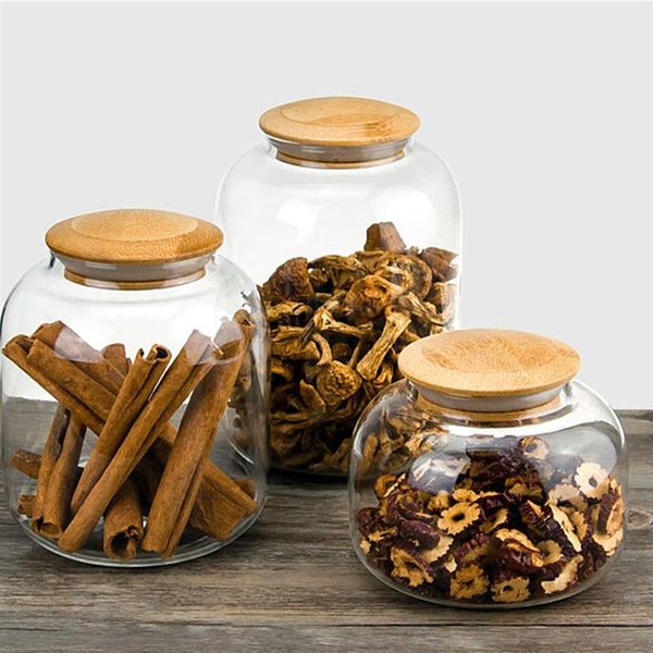 

ounona 550ml bean grain storage box candy jar with bamboo lid grain container transparent glass kitchen storage tank