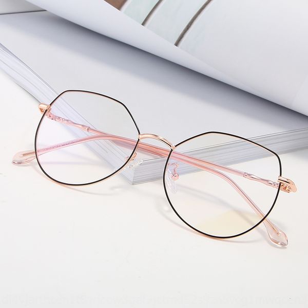 

fashion polygon metal myopia frame women's anti-blue plain glasses myopia glasses frame women's fashion, Silver