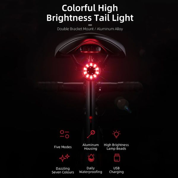 

for bicycle bike bike rear light auto start/sbrake sensing ipx65 q84c