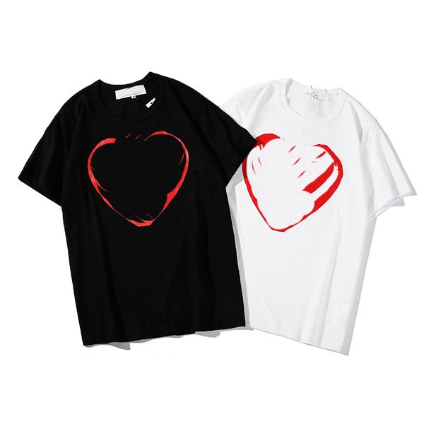 

mens summer shirt fashion causal embroidery t shirts casual tshirt breathable short sleeve tees heart print japan style couple tees p02, White;black
