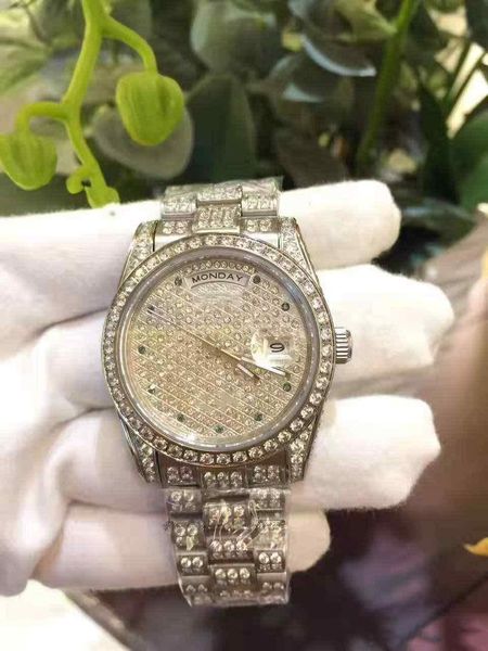 

datejust designer watches luxury watch new date of the week model all stars diamond 18k gold watch men's automatic mechanical wristwatc, Slivery;brown