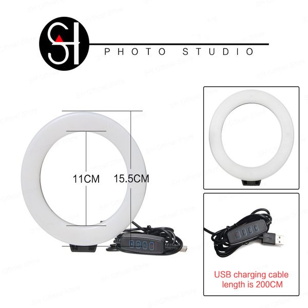 

factory 6 inch dimmable led selfie ring light with tripod usb selfie lamp pgraphy stand for youtube video cell phone studio