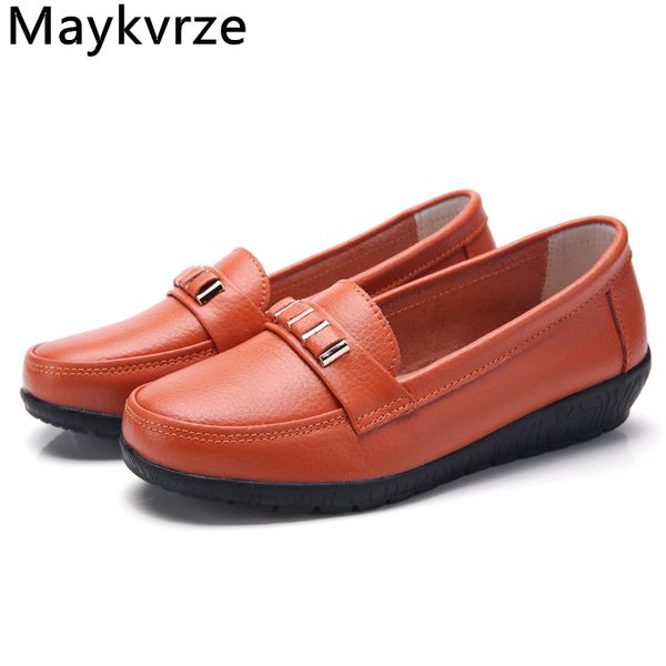

женская обувь из кожи flats женщин повседневная обувь ws22, Black