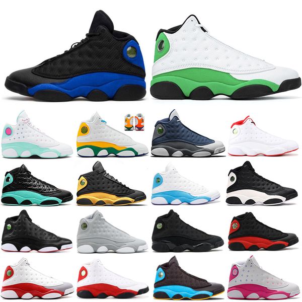 

13 13s mens basketball shoes aurora green lucky green flint black cat playground hyper royal men shoes sneaker trainers 5.5-13