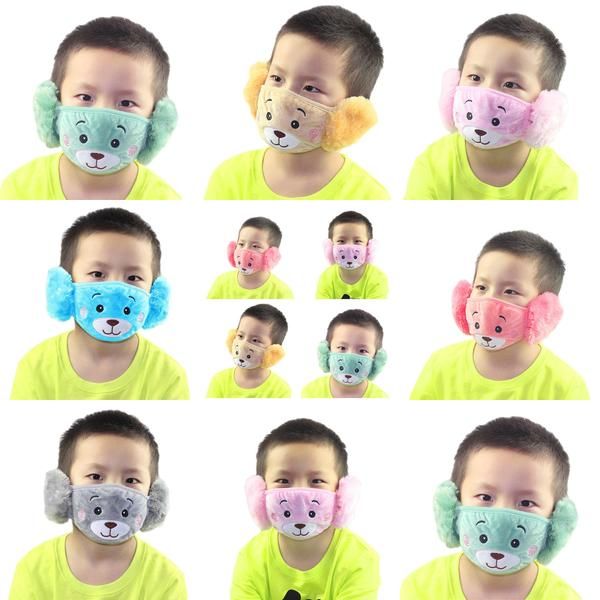 

masks cupid animal cute kids face house winter animal half mouth ear house earmuffs cute winter cover warmer cupid earmuffs children jvyni, Black
