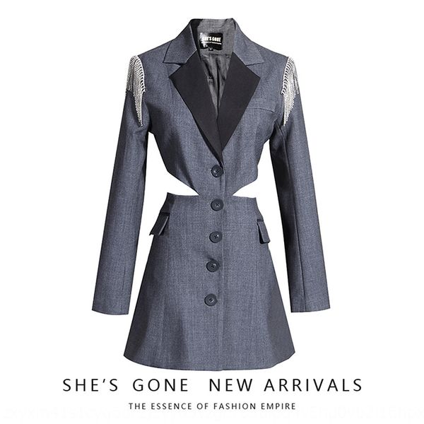 

korean dongdaemun internet celebrity spring temperament waist coat hollow-out suit shoulder metal tassel fake two-piece coat, White;black