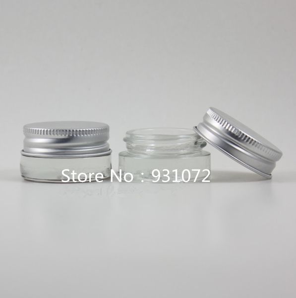 300 Stück 5 g Klarglas-Cremedose mit silbernem Aluminiumdeckel, Kosmetikdose, Verpackung für Probe/Augencreme, Mini-Glasflasche