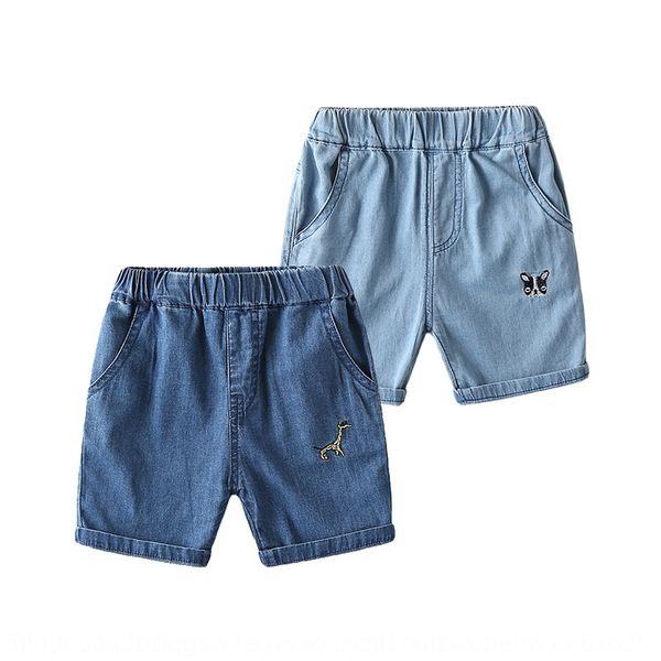 

pants 2020 new baby embroidered children's pants children's panty fashion fashionable washed cartoon embroidered denim shorts thin, Blue