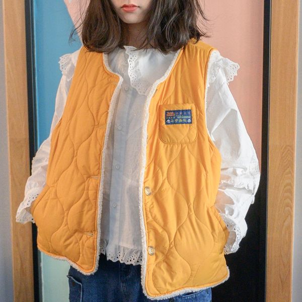 

trendy new 2020 winter urban leisure korean style women's coat vest two-sided vest cardigan stand collar sleeveless coat, Black;white