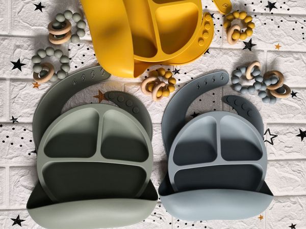 

new baby silicone plate -grade partition silicone complementary food complementary food bowl integrated