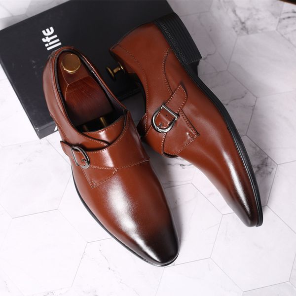 Italienische Schuhe, braunes Lackleder, Slip-On-Schuhe für Herren, Business-Schuhe, formelle Schuhe für Herren, Oxford-Schuhe