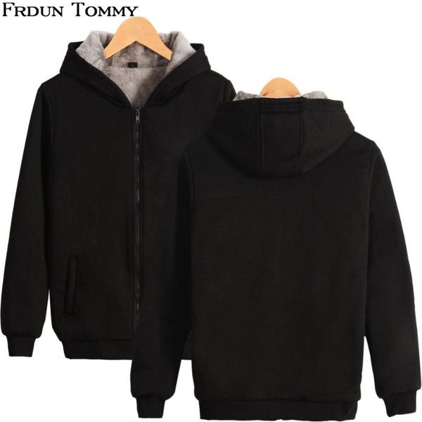 

frdun pure zipper hoodies thick cotton parkas warm comfortable new style winter thick clothes plus size, Black