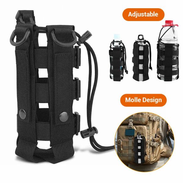

upgraded tactical molle water bottle pouch bag outdoor travel hiking drawstring water bottle holder kettle carrier bag