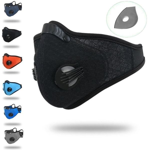 Maschera da ciclismo Filtro al carbone riutilizzabile Antivento Antipolvere Bavaglini per sport all'aria aperta Corsa in bicicletta Maschera antipolvere con 1 filtro per PC 7 colori