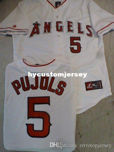 

custom majestic anaheim #5 albert pujols sewn baseball jersey white mens stitched jerseys big and tall size xs-6xl for sale, Gray