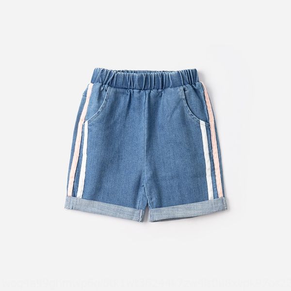 

2020 new pants children's clothing lace children's wear shorts moon pocket girl's flanged lace denim shorts, Blue