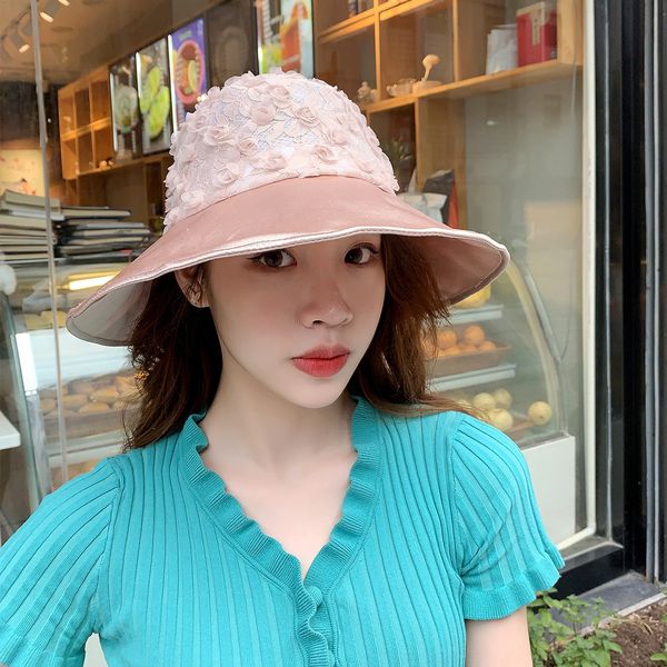 

fisherman flower women's sun protection korean style fisherman sunscreen sunscreen big edge sun hat women's fashion hat 2020, Blue;gray