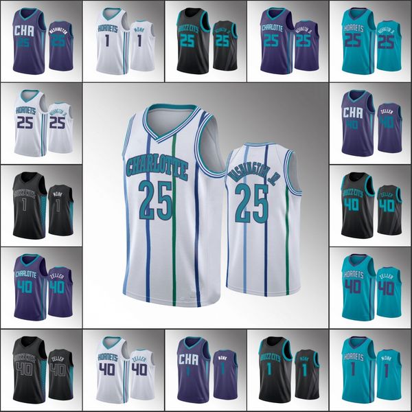 

men charlotte hornets basketball jersey p.j washington malik monk cody zeller nba 2019-20 jerseys, Black