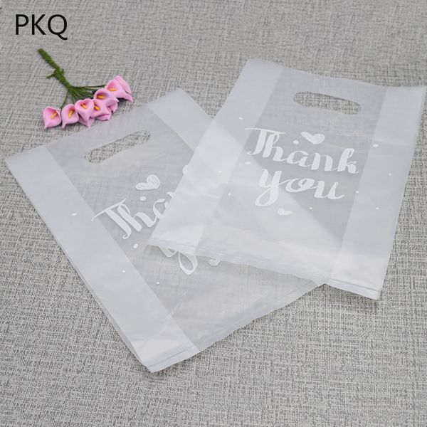 

100pcs translucent plastic bags, thank you plastic bags, wedding party favor retail bags for boxes