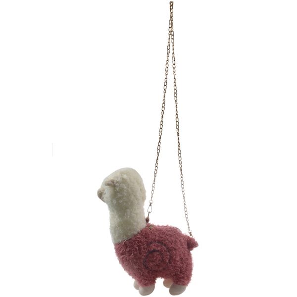 

funny cartoon plush alpaca animal shape bag creative spoof fashion shoulder bag women's messenger girls cute flap bag,pink