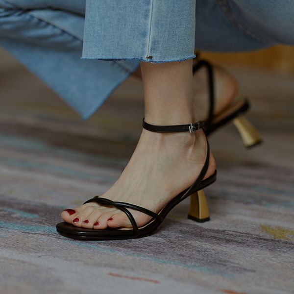 

high heels white sandals women summer rope ankle strap sandals ladies thin heels classics women shoes black