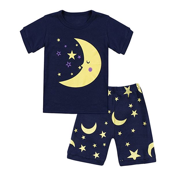 

дети девочки пижамы пижама 2 шт set moon печать с длинными рукавами топы брюки хлопка девушки одежды детей обмундирования младенца для 1-5t, White