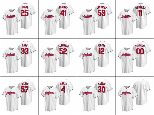 

cleveland indians #12 francisco lindor 11 jose ramirez 25 jim thome men women youth custom white replica home jersey, Black