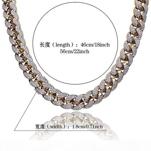 

i 2018 exclusively for europe and america hip hop cuba miami men 's hip hop big gold chain 18mm three -dimensional z, Silver