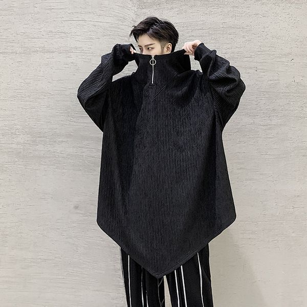 

men's hoodies & sweatshirts hoodie korean version oversize loose young hipster hip hop in the long coat, Black