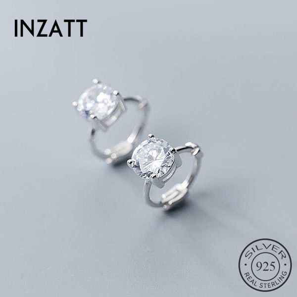 

inzareal 925 sterling silver zircon round geometry hoop earrings for fashion women party fine jewelry minimalist accessories, Golden;silver