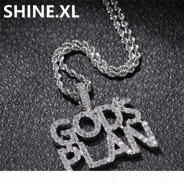

план hip hop micro асфальтовая кубический циркон letter подвеска godsplan бога личность мужская bling подарка ювелирных изделий, Silver