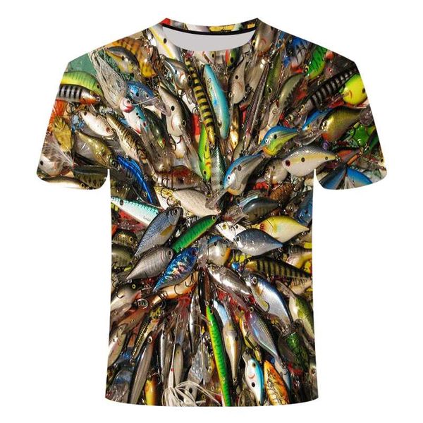 

fish t shirt hip tropical print t-shirt funny fish with short sleevest shirts summer fishinger anim3 d t-shirt,asian size, White;black