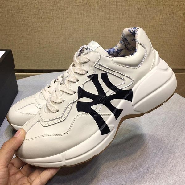 

new men shoes sneakers men shoes luxury leather big size scarpe da uomo with origin box rhyton leather sneaker mens shoes sale