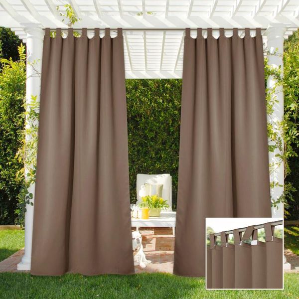 

nicetown outdoor curtain drape blackout light blocking fade resistant with tab rust-proof for porch&beach&patio