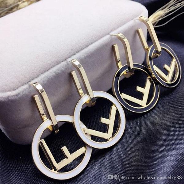

wholesale vintage hollow circle letters dangle drop earrings 925 silver needle earring women girl enamel jewelry accessories, Gray