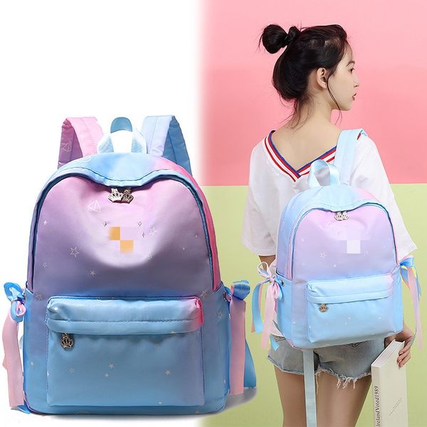 

embroidery 2019 new student korean gradient outdoor travel bag internet red travel bag backpack crown nylon backpack