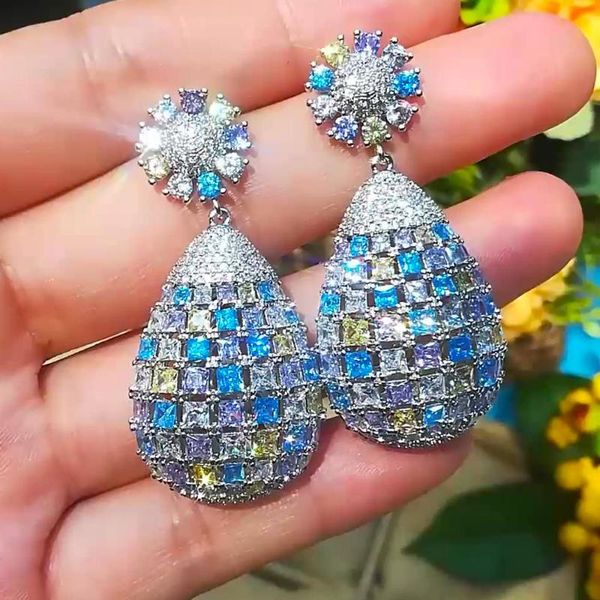 

missvikki bohemian noble jewelry waterdrop round earrings for noble women bridal wedding boucle d'oreille femme 2020 new, Silver