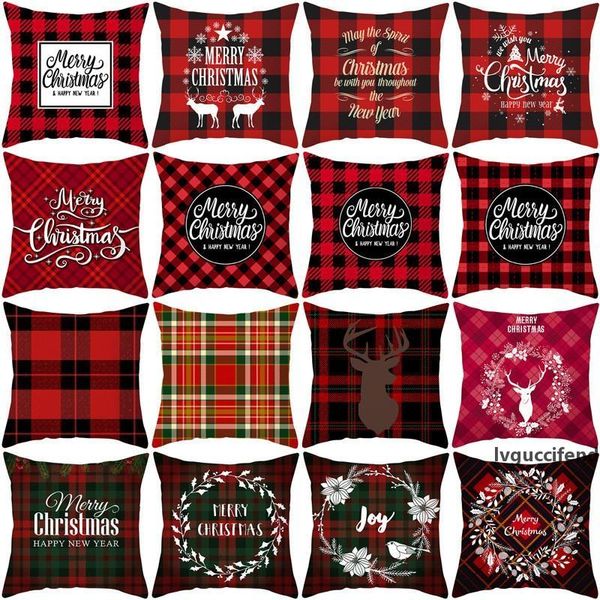 

christmas stripe cushion covers single-sided digital printed peach skin pillowcase xmas sofa throw pillow case xmas gift home decor
