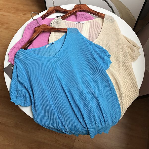 

korean style loose v-neck thin knitwear short sleeve knitwear women's 2020 summer fashion new casual western style 6.28, White