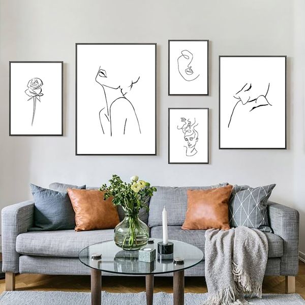 

lines poster woman painting sketch wall art line drawing paintings modern art canvas nordic abstract picture minimalist poster
